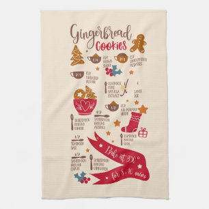 Recipe for Gingerbread Cookies Kitchen Towel