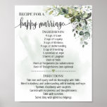 Recipe for happy marriage shower eucalyptus gift poster<br><div class="desc">Click on "Edit design" to personalize or modify the layout (change wording,  font color,  font style).
** Please see the full collection for matching invitation,  bridal shower games,  tags and sign available**</div>