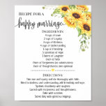 Recipe for happy marriage shower gift sunflower poster<br><div class="desc">Click on "Edit design" to personalize or modify the layout (change wording,  font color,  font style).
** Please see the full collection for matching invitation,  bridal shower games,  tags and sign available**</div>