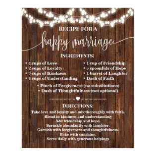 Recipe for Happy Marriage Wedding Country Gift Poster
