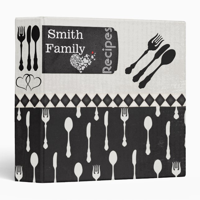 Recipe For Love in Black & White Recipe Binder (Front/Spine)