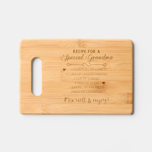 Recipe for Special Grandma Mother's day Gift Engraved Cutting Board (Front)
