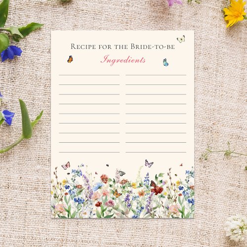 Recipe For The Bride  Bohemian Wildflowers Postcard