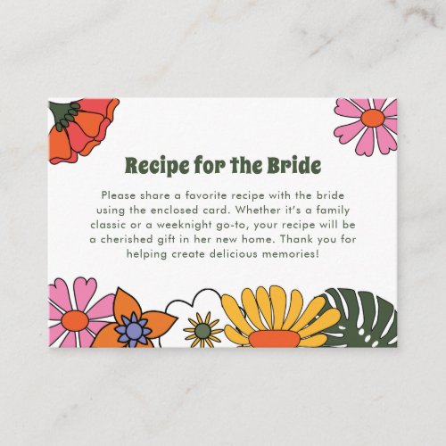 Recipe for the Bride Boho Groovy Floral Colorful Enclosure Card