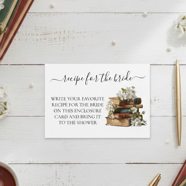 Recipe for the bride Bridal Shower Books Enclosure Card (Creator Uploaded)