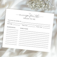 Recipe for the Bride Card | Minimal Bridal Shower