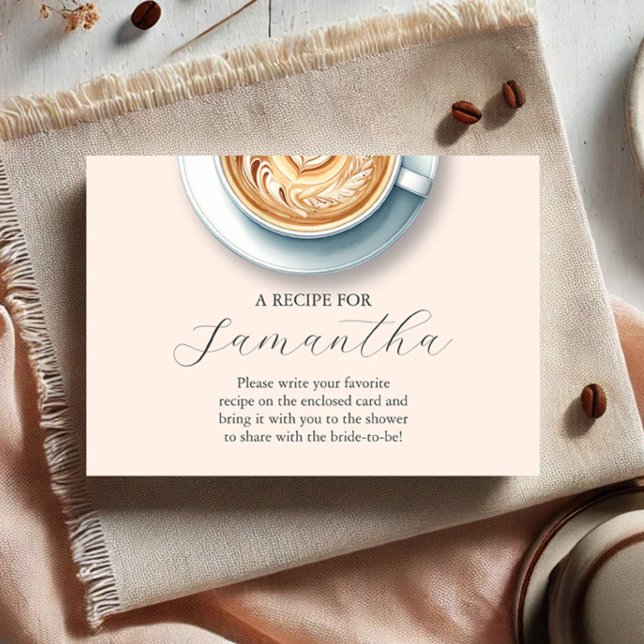 Recipe For The Bride Coffee Theme Enclosure Card (Bridal shower invitation insert card recipe for the bride coffee themed by Victoria Grigaliunas )