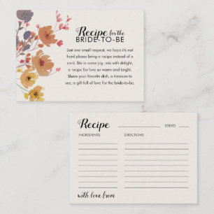 Recipe for the Bride Fall Floral  Enclosure Card