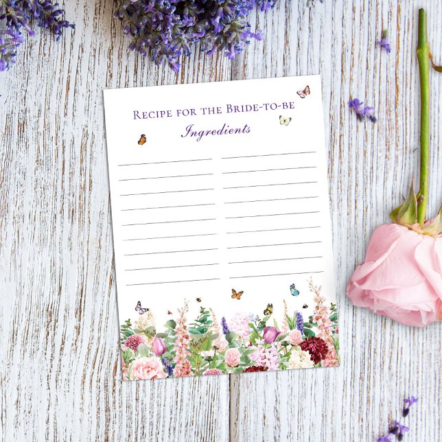 Recipe For The Bride Floral & Butterfly Postcard (Creator Uploaded)