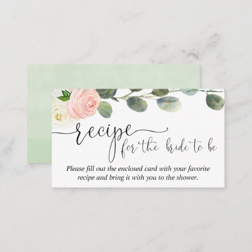 Recipe for the bride insert pink greenery floral