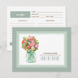 Recipe for the Bride. Mason Jar Floral Wedding Postcard