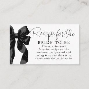 Recipe for the bride-to-be Black Bow Request Enclosure Card