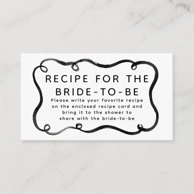 Recipe for the bride-to-be Black Ribbon Request  Enclosure Card (Front)