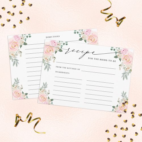 Recipe for The Bride To Be Champagne Floral Enclosure Card