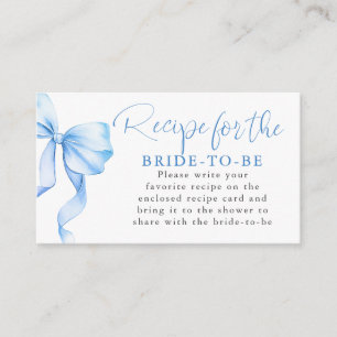 Recipe for the bride-to-be Dusty Blue Bow Request Enclosure Card
