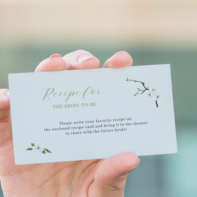 Recipe for the bride to be dusty blue floral enclosure card (Creator Uploaded)