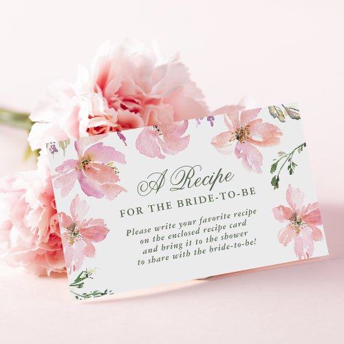 Recipe For The Bride To Be Elegant Spring Floral Enclosure Card