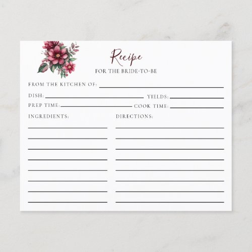 Recipe for the Bride_to_be Fall Burgundy Floral