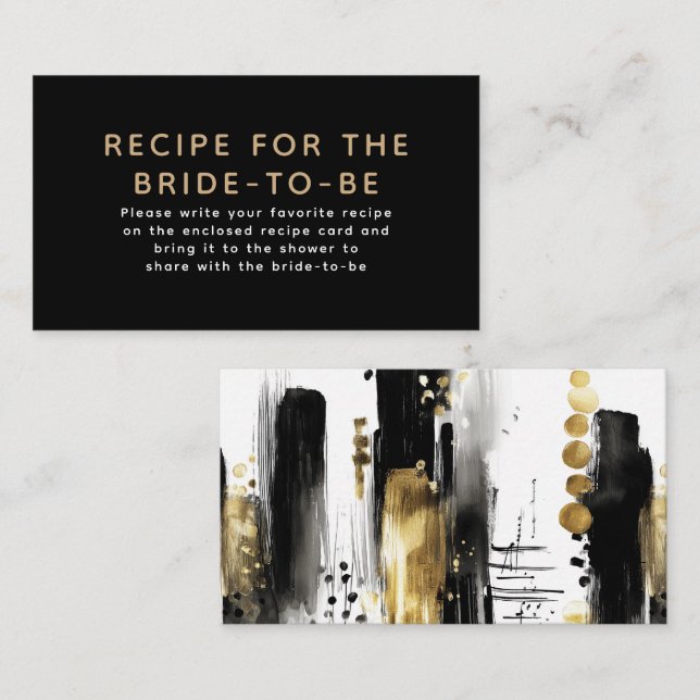 Recipe for the bride-to-be Gold Black Request  Enclosure Card (Front/Back)