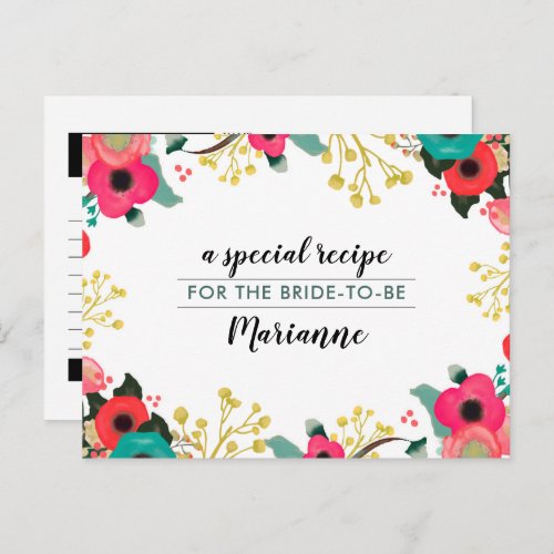 Recipe for the Bride_to_be Modern Floral Card