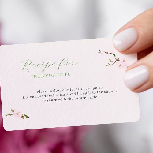 Recipe for the bride to be pink floral enclosure card