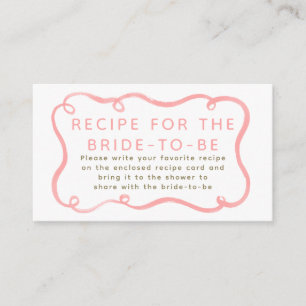 Recipe for the bride-to-be pink ribbon request  enclosure card