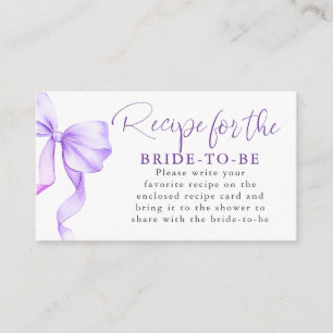 Recipe for the bride-to-be Purple Bow Request  Enclosure Card