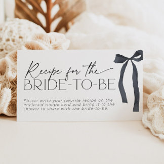 Recipe for the bride-to-be request Goth Black Bow Enclosure Card