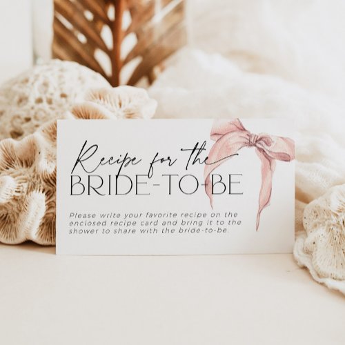 Recipe for the bride_to_be request with pink bow enclosure card