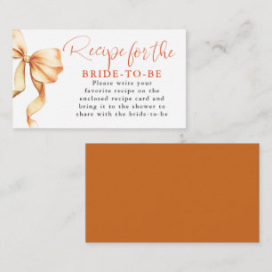 Recipe for the bride-to-be Terracotta Bow Request Enclosure Card