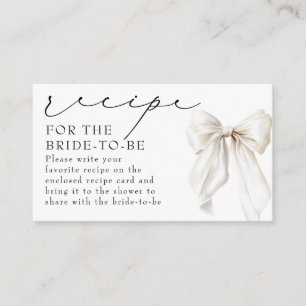 Recipe for the bride-to-be White Bow Request Enclosure Card