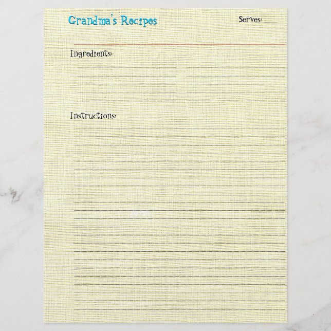 Recipe Form - Life's a Picnic (Front)