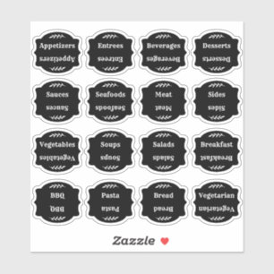 Recipe Index Divider Side Tab Black Foldable Sticker