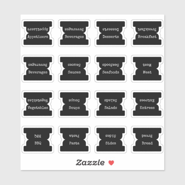 Recipe Index Divider Side Tab Black Folding  Sticker (Sheet)