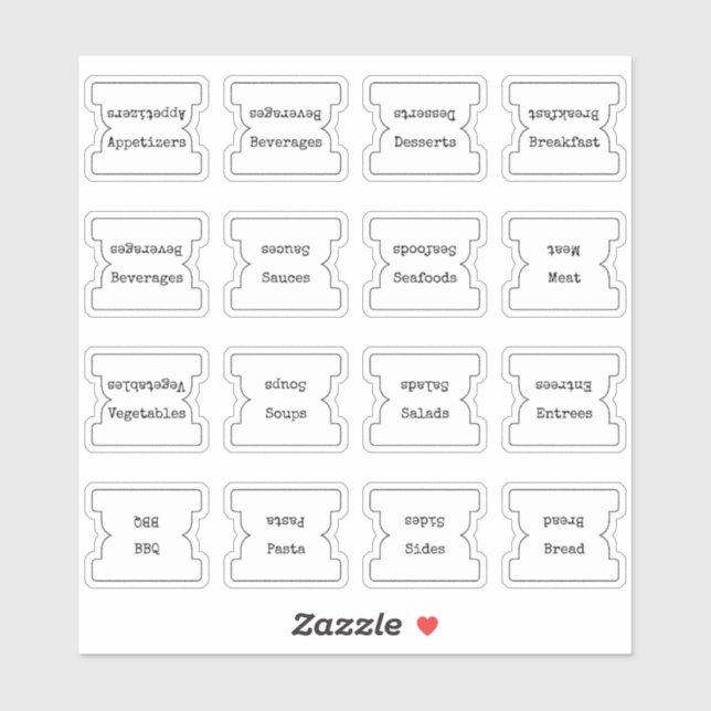 Recipe Index Divider Side Tab White Folding Sticker (Sheet)