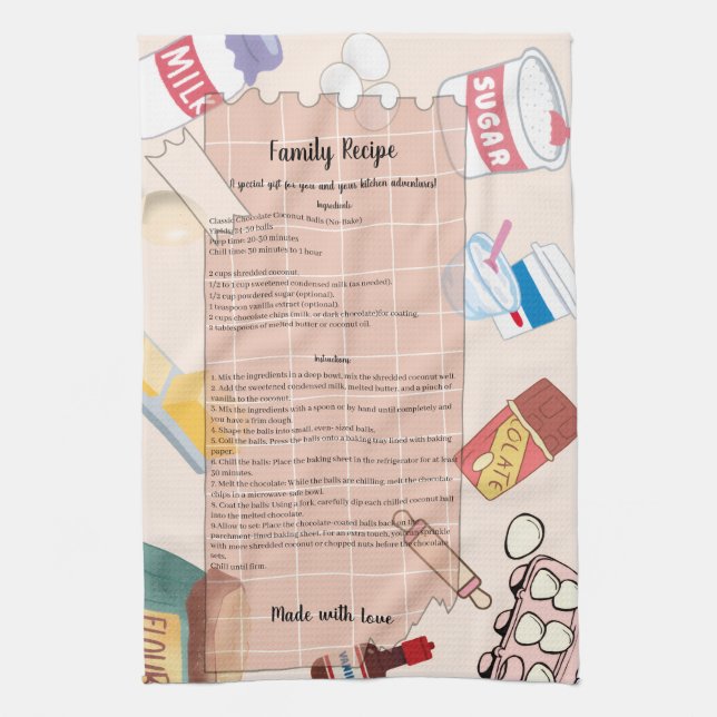 Recipe Ingredients Kitchen Towel (Vertical)