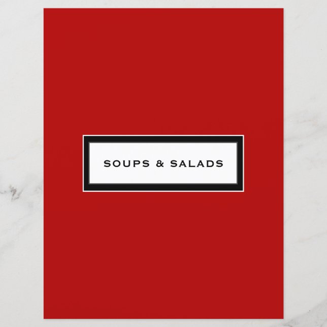 Recipe Insert | Soups & Salads | Red Black & White (Front)