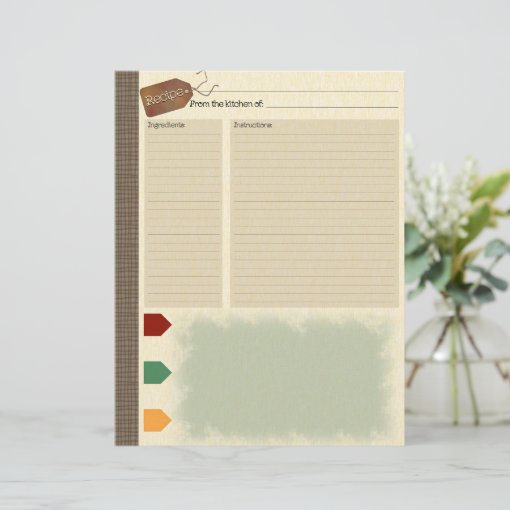 Recipe Inserts for Recipe Binder Zazzle
