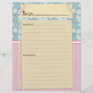 Recipe Inserts (front and back prints)