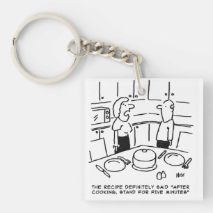 Recipe Instructions Followed Cooking in a Kitchen Keychain