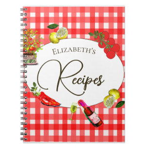 Recipe Italian Theme Lemon Red White Botanical Notebook