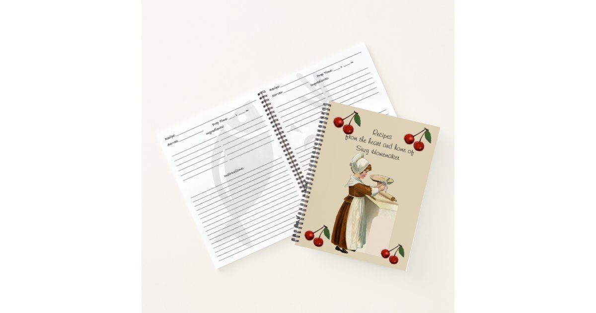 Recipe Journal with Vintage Image of Girl Baking | Zazzle