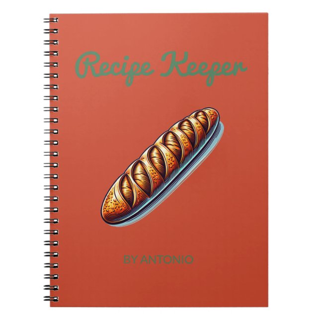 Recipe Keeper Bakery Terracotta Green Baking Lover Notebook (Front)