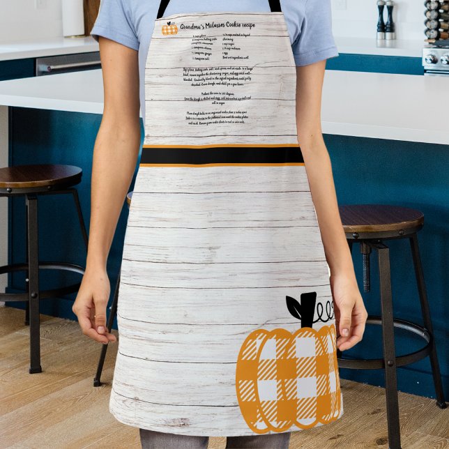 Recipe keepsake autumn plaid orange pumpkin white  apron (Creator Uploaded)