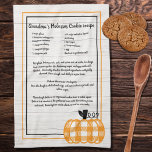 Recipe keepsake autumn plaid orange pumpkin white  kitchen towel<br><div class="desc">Type in your own recipe or keep grandma's cookies recipe.
Create your own Recipe keepsake Christmas cookies red green plaid. Our Personalized products are great gifts for any reason.</div>
