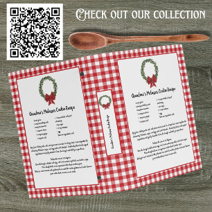 Recipe Keepsake Christmas Cookie Red Plaid Wreath Mini Binder
