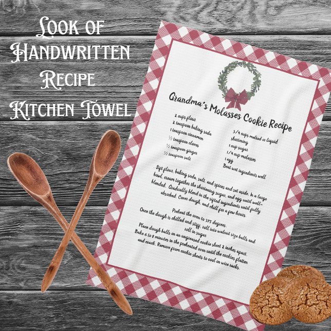 Recipe Keepsake Christmas Cookies Red Plaid Green  Kitchen Towel (Creator Uploaded)