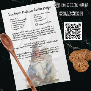 Recipe keepsake Christmas Gnome Red Hat Kitchen Towel