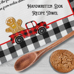Recipe keepsake Christmas Truck Black White Plaid Kitchen Towel<br><div class="desc">Type in your own recipe or keep grandma's cookies recipe.
Create your own Recipe keepsake Christmas Red Buffaloe plaid Truck  Black and White Buffalo Plaid  Recipe keepsake. Our Personalized products are great gifts for any reason.</div>