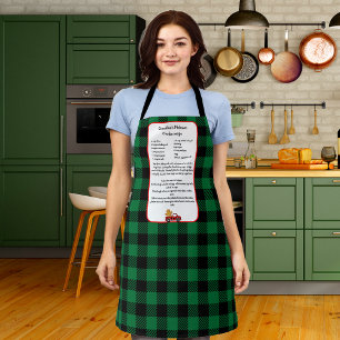 Recipe keepsake Christmas Truck Green Black Plaid  Apron